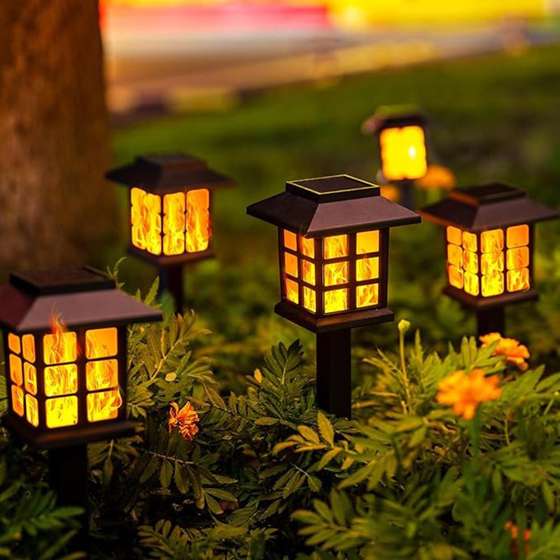 1 PC Solar LED Flame Flickering Garden Lights – Waterproof Outdoor Fairy House Lanterns For Yard, Patio, Pathway (Warm White Glow CE Certified)