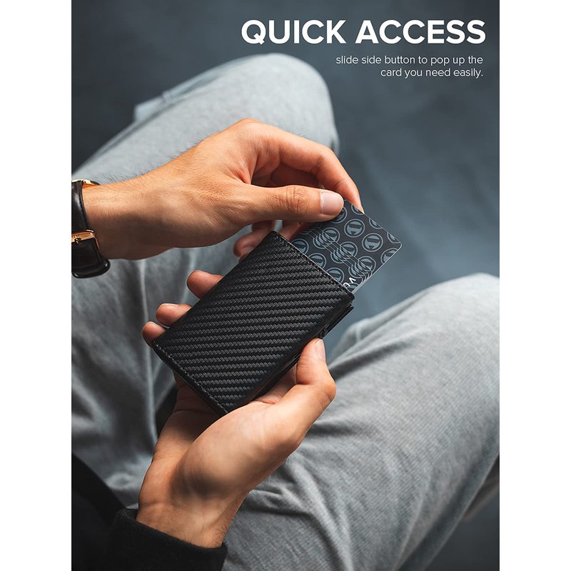 Porte-cartes de crédit pour homme, nouveau, blocage RFID, cuir microfibre, fermeture magnétique, portefeuille pop-up avec fenêtre d'identification et poche pour pièces de monnaie