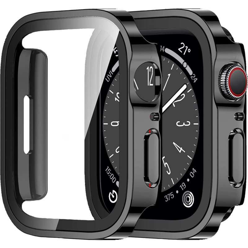 Glass+Case For Apple Watch 7 8 45mm 41mm 49mm 44mm 40mm straight edge Screen Protector Cover Case iWatch 4 5 SE 6 7 8 Ultra 49mm