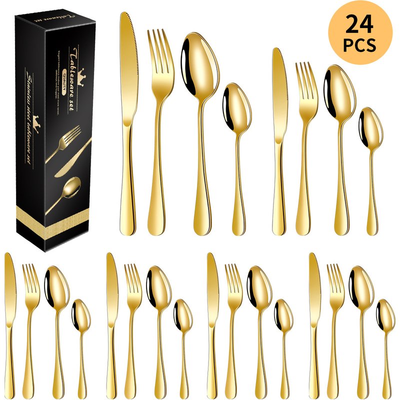 1010 Stainless Steel Cutlery Set – 16/24-Piece Premium Flatware For Restaurant & Home Use (Steak Knives, Forks, Spoons, Tea Spoons, Dishwasher Safe)​
