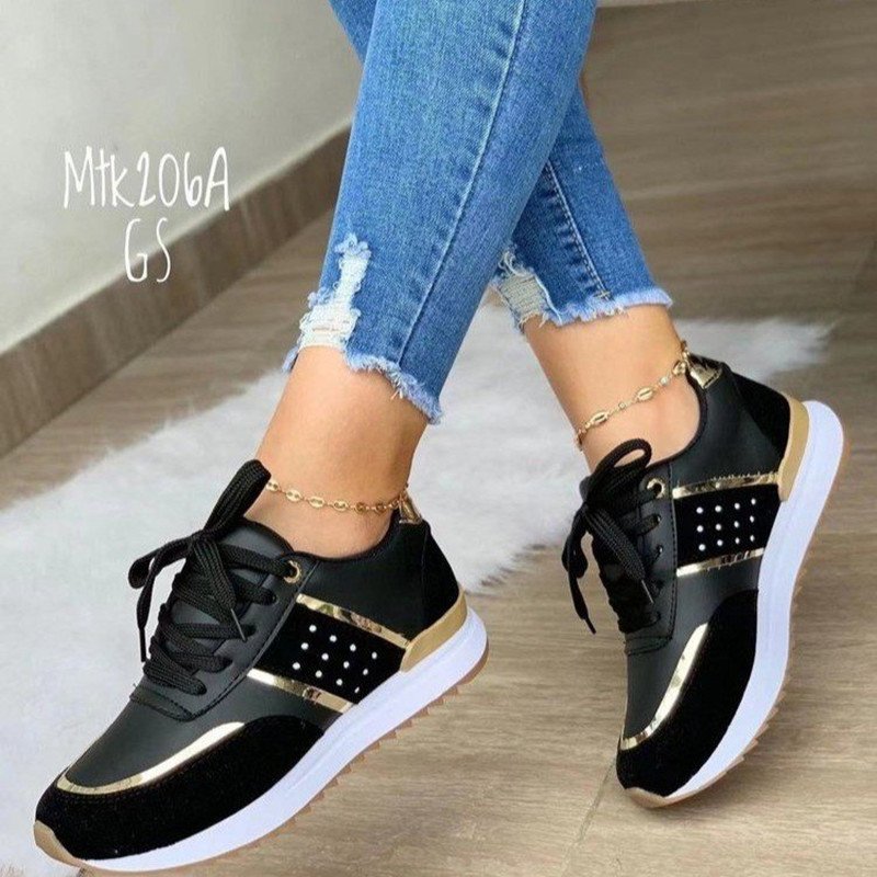 Large-size thick bottom color matching casual low-top sneakers