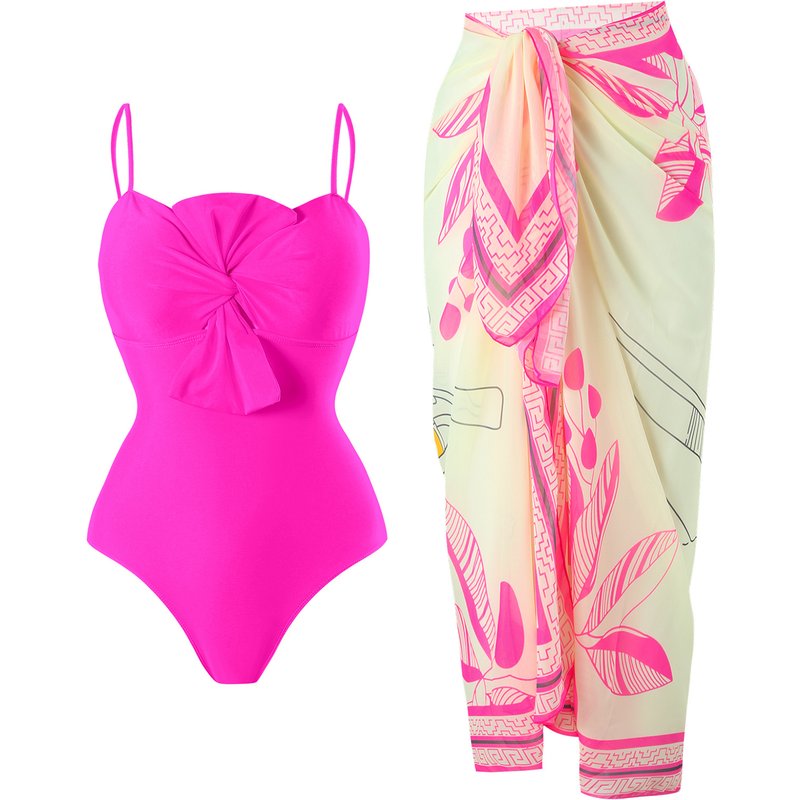 Women's Clothing New Solid Color One Piece Swimsuit Female Retro Belly Covering Slim Swimsuit Suit