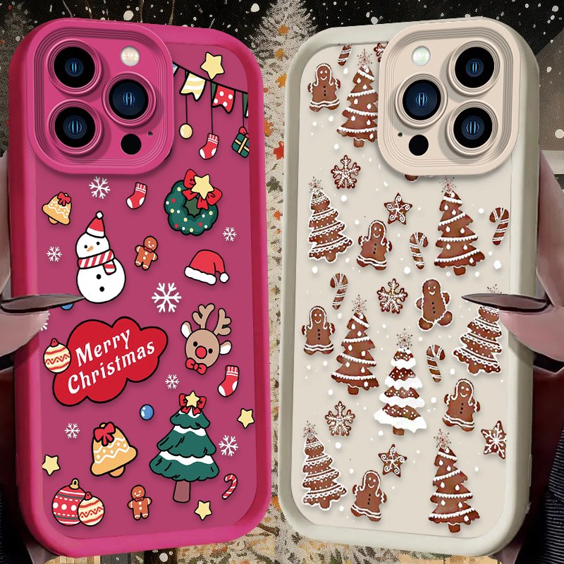 Christmas Tree Snowman Graphic Case For iPhone 16 15 14 13 12 11 Pro Max X XS X S Max XR SE 2020 7 8 Plus iphone16 Back Cover