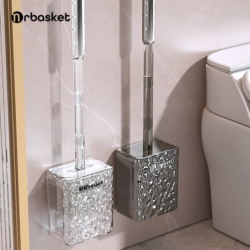 Plastic Toilet Brush With Wall Mount Holder – Lightweight Bathroom Cleaning Tool, Non-Scratch Bristles, Space-Saving Design