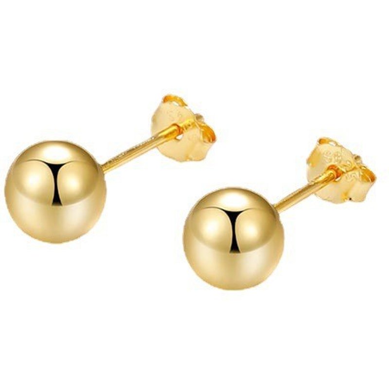 S925 sterling silver earrings for men and women, simple, high grade, glossy round beads, ear piercing, ear needles, design, ear bone studs, earrings