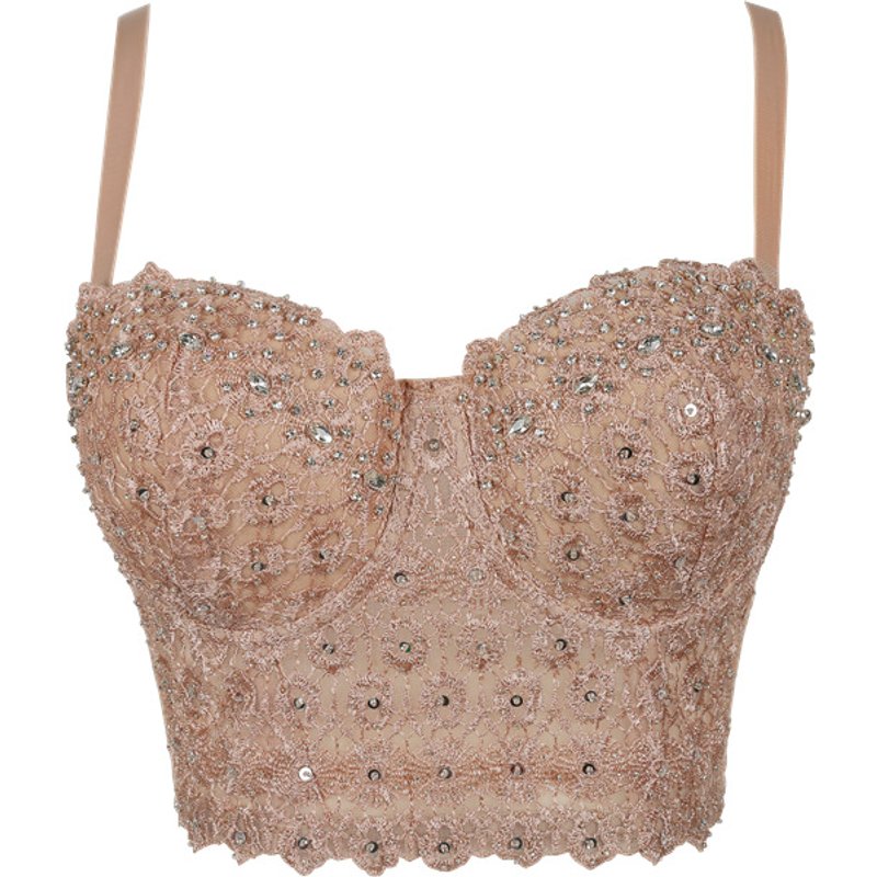 Women's Clothing Sexy With Chest Pads Backless Lace Embroidery Diamond Wrapped Chest Fishbone Bra Small Vest