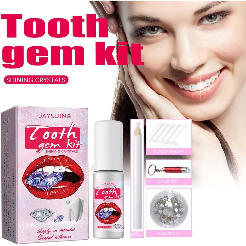 Tooth Kit Jaysuing Tooth Jewelry Shiny Sticker Spicy Girl Jewelry Easy to Remove and Install Crystal Dental Drill