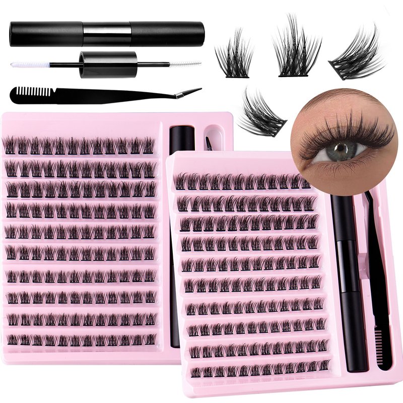 Lash extension set Sectional Fleece Glue Tweezers Set Natural Thick False Eyelashes C-curl Single eyelash cluster