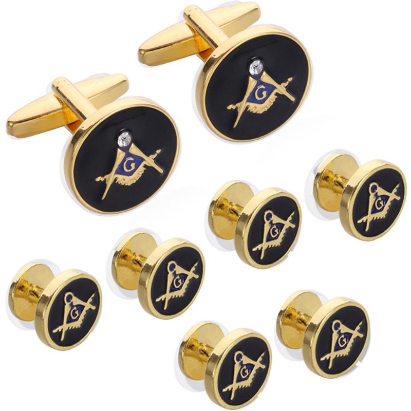 new Masonic round painted cufflinks 8 piece set tuxedo French shirt cuff nails cufflinks