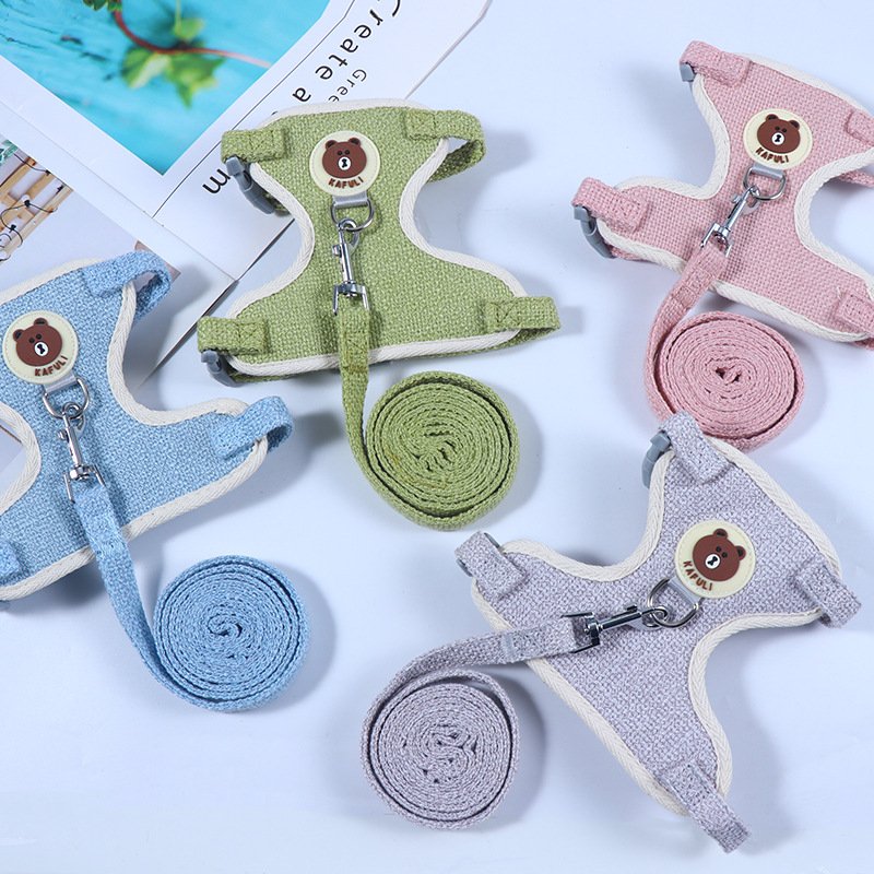 Rabbit Small Pet Outdoor Leash Dog Cat Guinea Pig Clothes Harness Vest Style Cartoon Bear Traction Rope