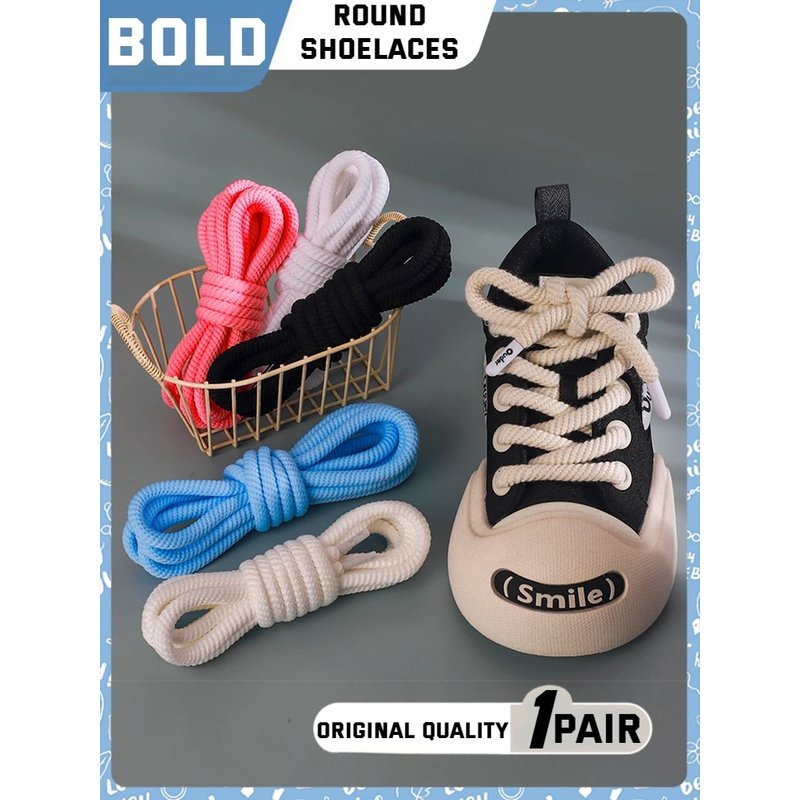 1Pair Round Shoelaces for Shoes 10mm Thick Shoelace Running Sneakers Laces 100/120/140/160CM Quality Rope Shoe laces
