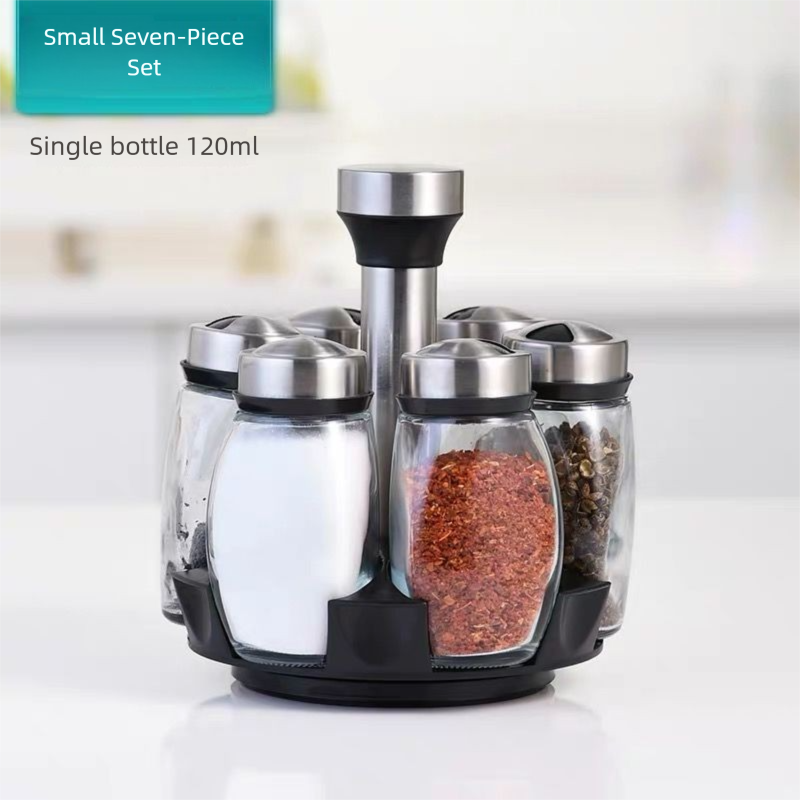 Spice Box Set Seasoning Jar Kitchen Household Creative Rotating Seasoning Bottle Spice Box Glass Seasoning Bottle Jar