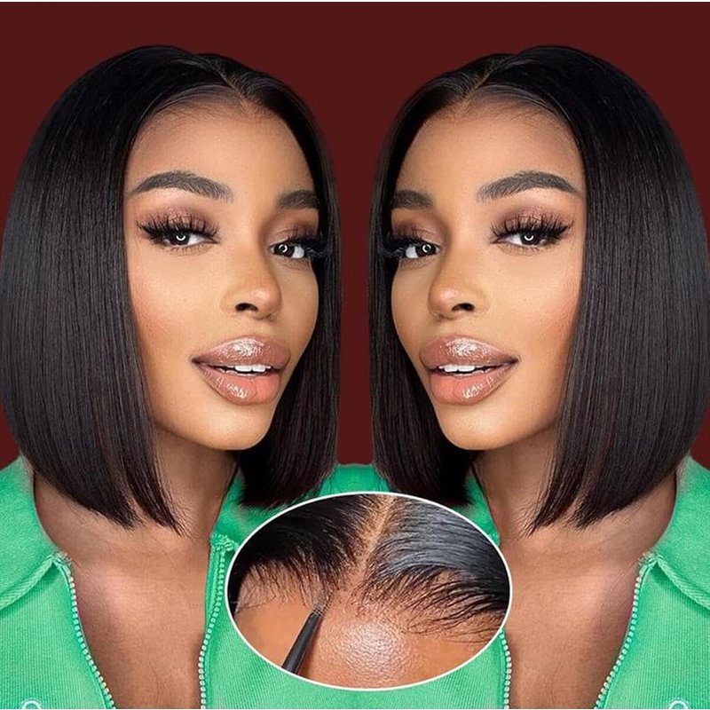 hot selling Glueless 13x4 Short Bob Bone Straight Front Human Hair for Women Brazilian HD Transparent Lace Frontal Wigs