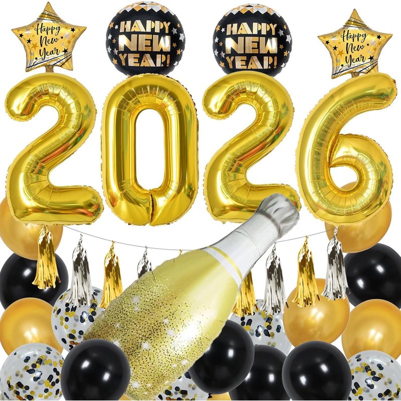 40-Inch 2026 Happy New Year Aluminum Film Balloon New Year's Day New Year's Eve Party Scene Decoration Balloon