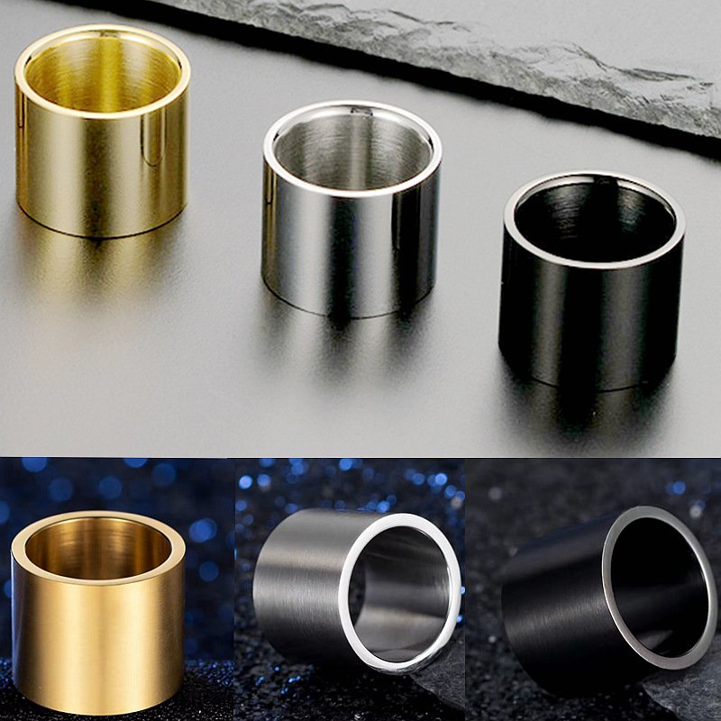 18mm wide titanium steel men's with fashionable and casual style plain face ring