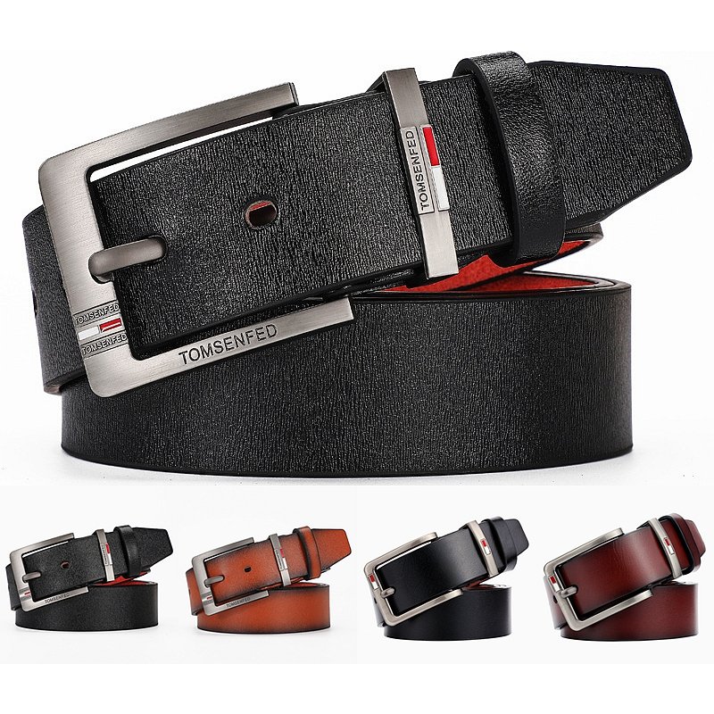 VOOTHOST New Men's Belt Alloy Pin Buckle Casual Jeans Belt Male All-match Leather Formal Business Designer Waistband F0045