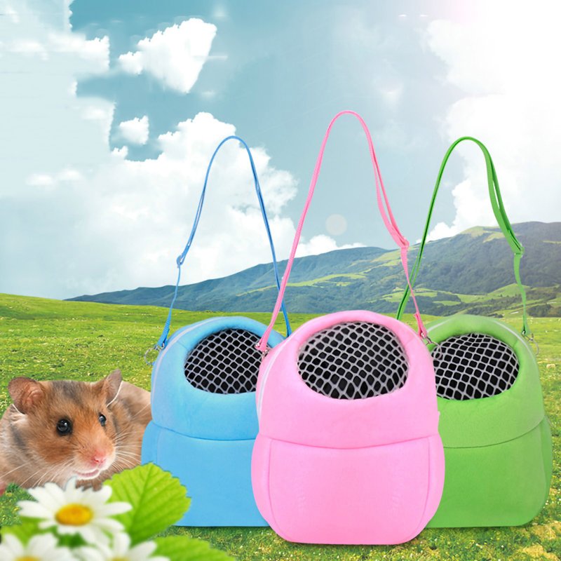 Small Pet Hamster Carrier Pure Color Leash Travel Bag Mesh Design Breathable