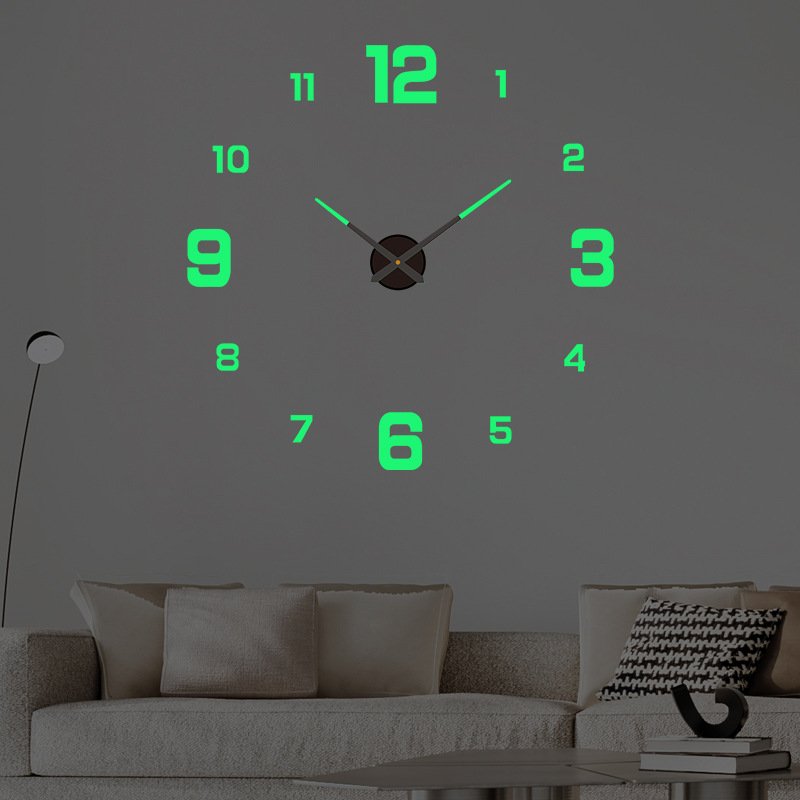 Luminous diy wall clock personalized household punch-free decorative wall sticker clock acrylic clock simple digital wall clock