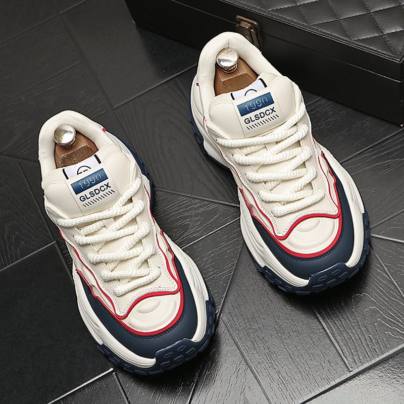 Thick Soled Dad Shoes European Fashion Men's Thick Soled Comfortable Casual White Shoes Personality Orgasm Shoes