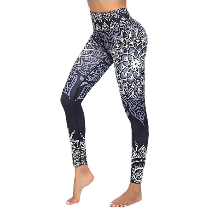 women's Printed Fitness Running Sports Trousers Slim Yoga Pants Leggings