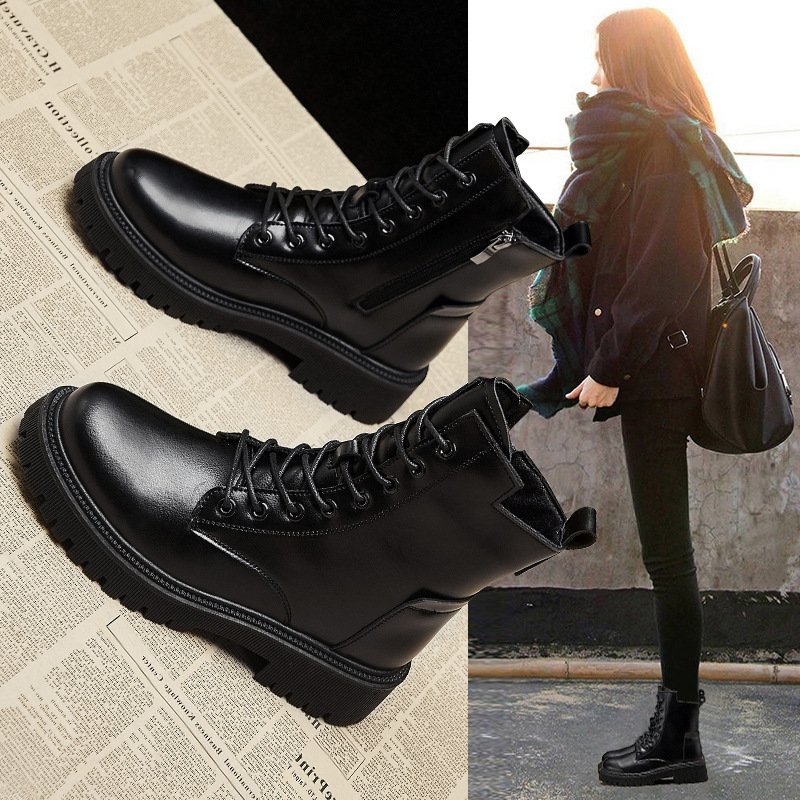 Ins Trend Martin For Women 2024 Autumn New British Style Short Thick Sole Student Internet Celebrity Motorcycle Casual