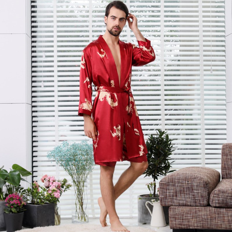 Couple Loungewear hot-selling silk couple nightgown men's kimono bathrobe cardigan robe