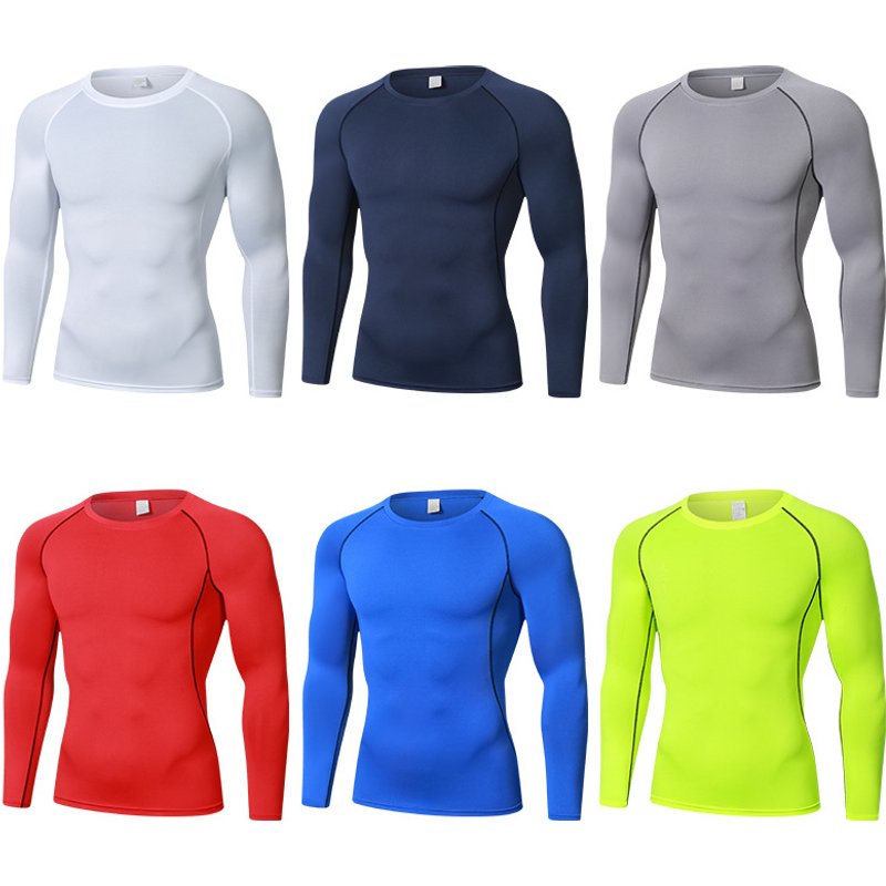 Men's Clothing Long Sleeved Sports Tights Outdoor Basketball Fitness Cycling Sweat Absorbent Breathable Long Sleeved Tights Men