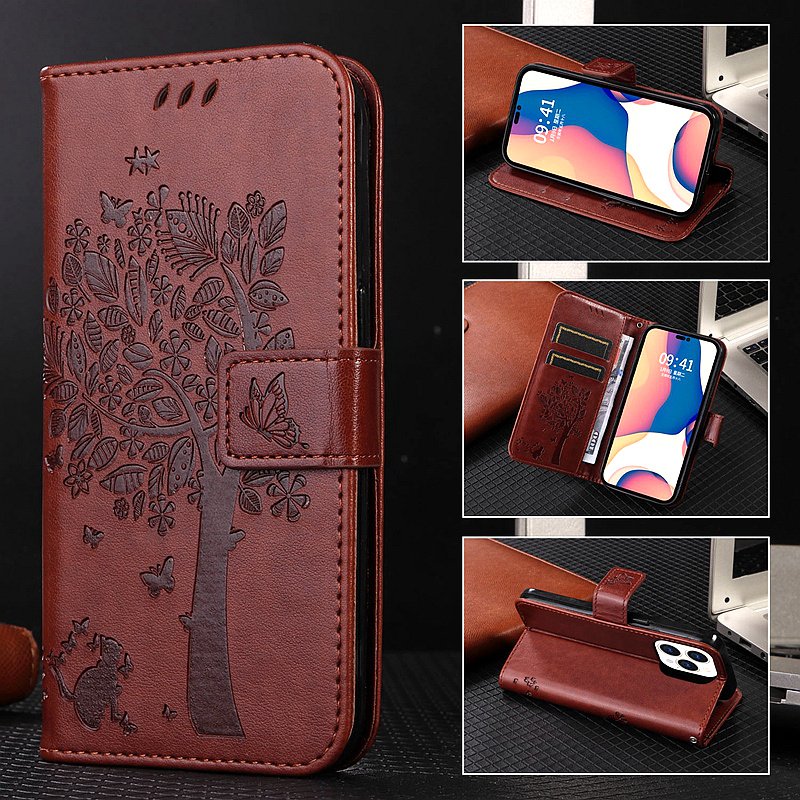 Embossed Cat Wallet Case for Honor 50 30 20 10 9 lite 9X 9A 9C 8A 8S 8C 8X 7A PU Leather Flip Cover For Honor X30 X10 X9