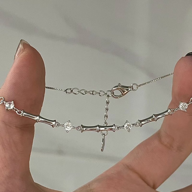 Bamboo bracelet national style retro design, micro inlaid bamboo bracelet, personality, light luxury, versatile splicing bracelet