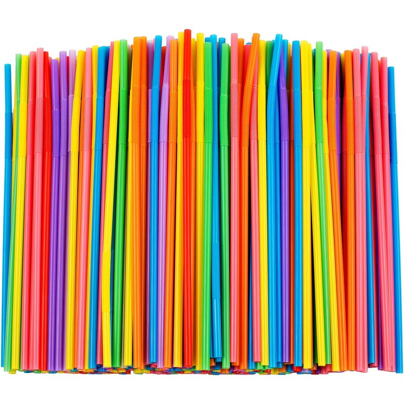 EcoFlex 300-Pack Curved Straws - BPA Free Disposable