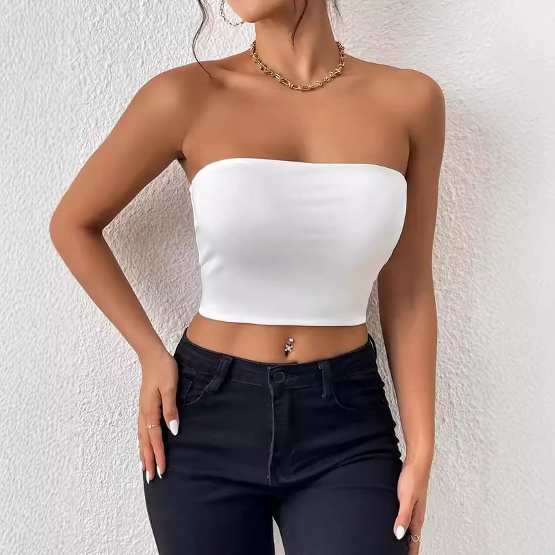 Women's Sexy Navel Baring Tube Top One Piece Strap Vest Outerwear Wrap Cross Style European American Hot Fashion