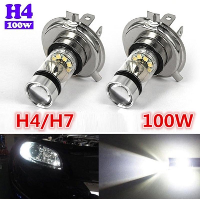 1Pc Automotive Anti-Fog Light Far And Near Light Headlight High-Power LED Fog Lights H4 H7 100W 20LED ZKStar