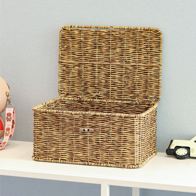 Hand Woven Storage Box Rattan Pepper Color Iron Frame Reinforcement Storage Box Gift Packaging Storage Box
