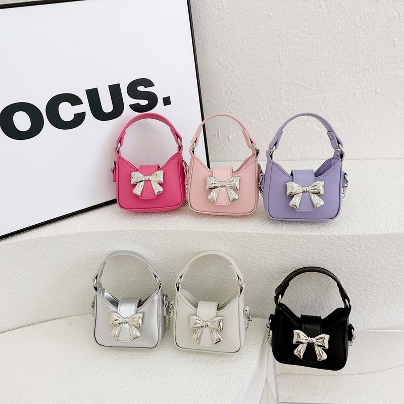 Cute And Sweet Bow Children's 2024 Summer New Handbag For Women's Niche Chain One Shoulder Crossbody Bag