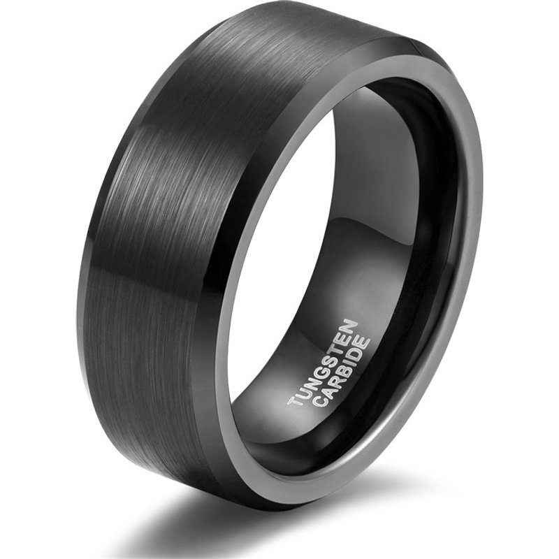 Men's Jewelry Plain Ring Brushed 2/4/6/8/10mm Unisex Beveled Tungsten Steel Ring