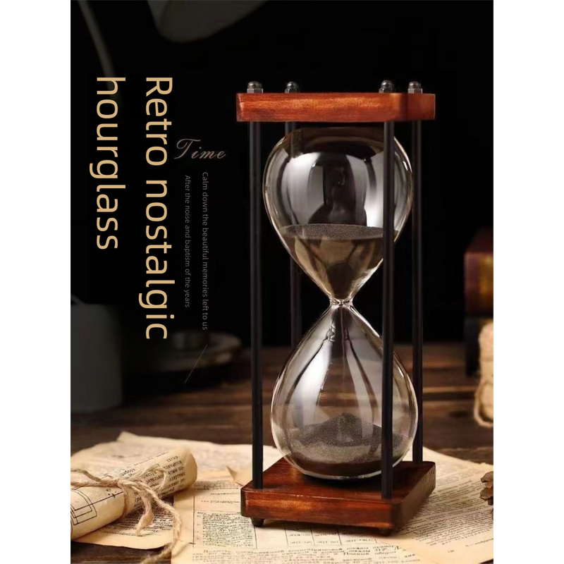 Simple Modern Geometric Glass Hourglass Ornament Creative Anti-Fall Children's Half-Hour 60-Minute Timer