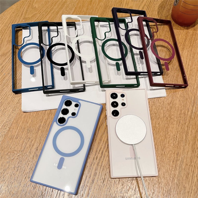 Suitable For Samsung S24 Phone Case Magnetic Absorption Acrylic Transparent S23 Ultra Skin Feel Full Package