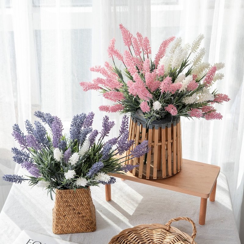 Lavender plastic artificial flower manufacturer home decoration wedding hand held flower wall plant wall artificial flower MW53458