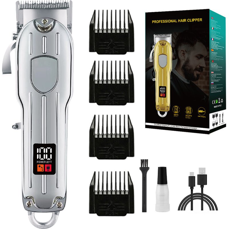 Professional Hair Clipper With Titanium Alloy Blades, LCD Display, Rechargeable Cordless Hair Trimmer For Men & Women, Detachable Washable Blades
