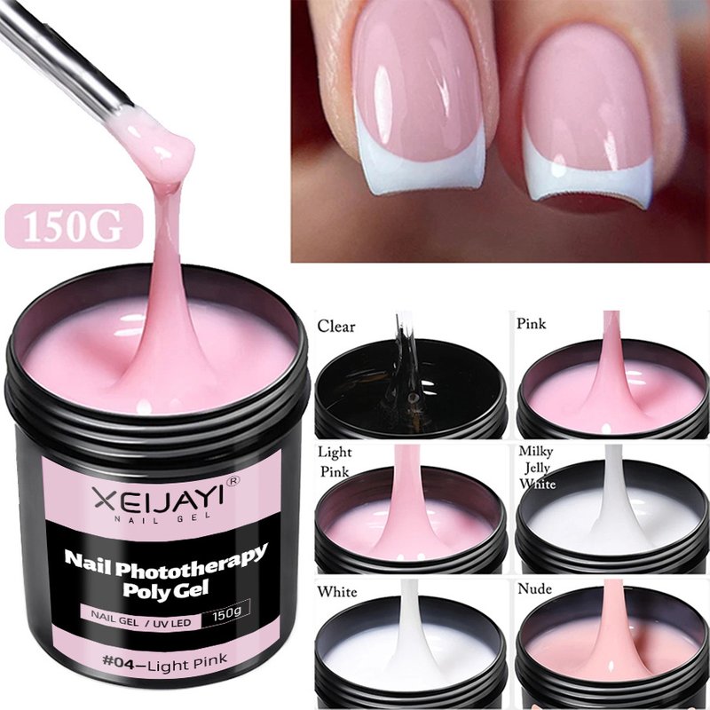 Nail Glue 150g Large Capacity Phototherapy Extension Glue Pain Extension Glue UV Solid Paper Free Fast Extension Crystal Glue