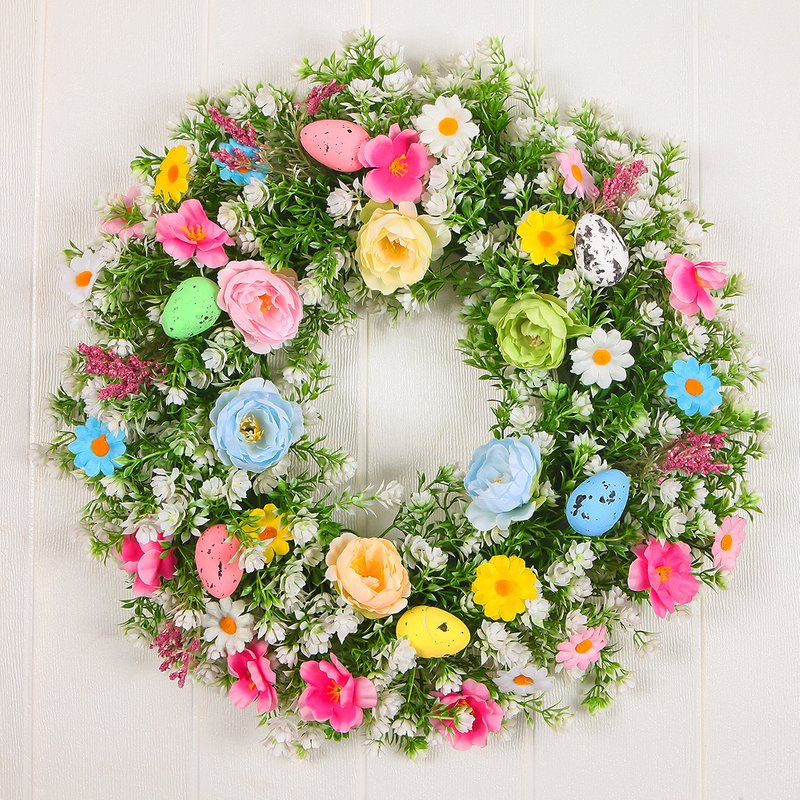 Party DIY Decorations Wreath 55cm Spring Egg Berry Eucalyptus Leaf Eucalyptus Wreath Easter Egg Decoration