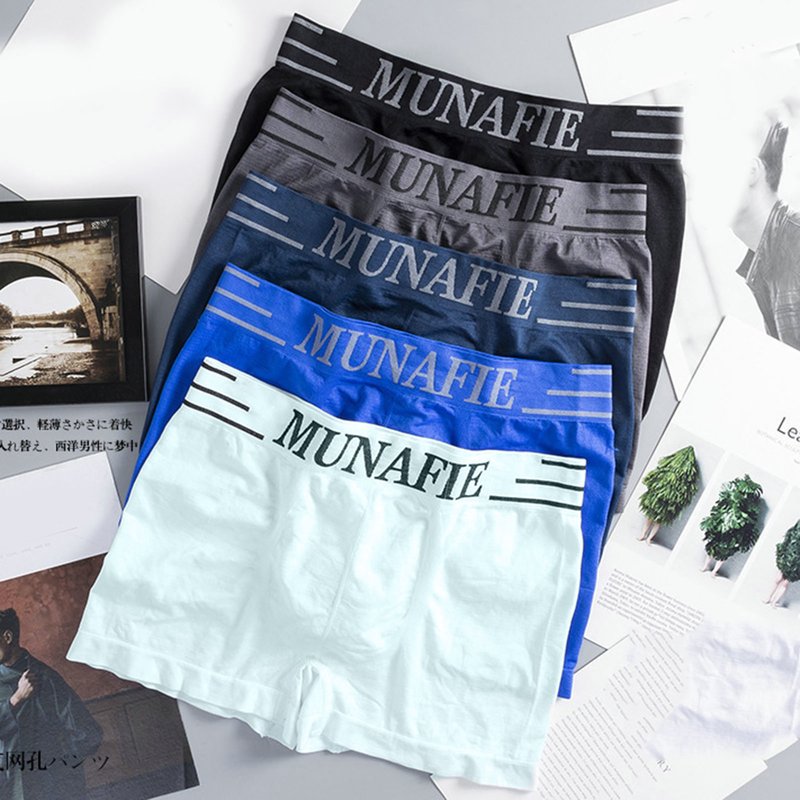 Weizhifu Mid-Rise Taille Élastique Extensible Sans Couture Hommes Culotte Simple Lettre Imprimer U Convex Shorts Briefs Daily Wear-Gris Taille Unique