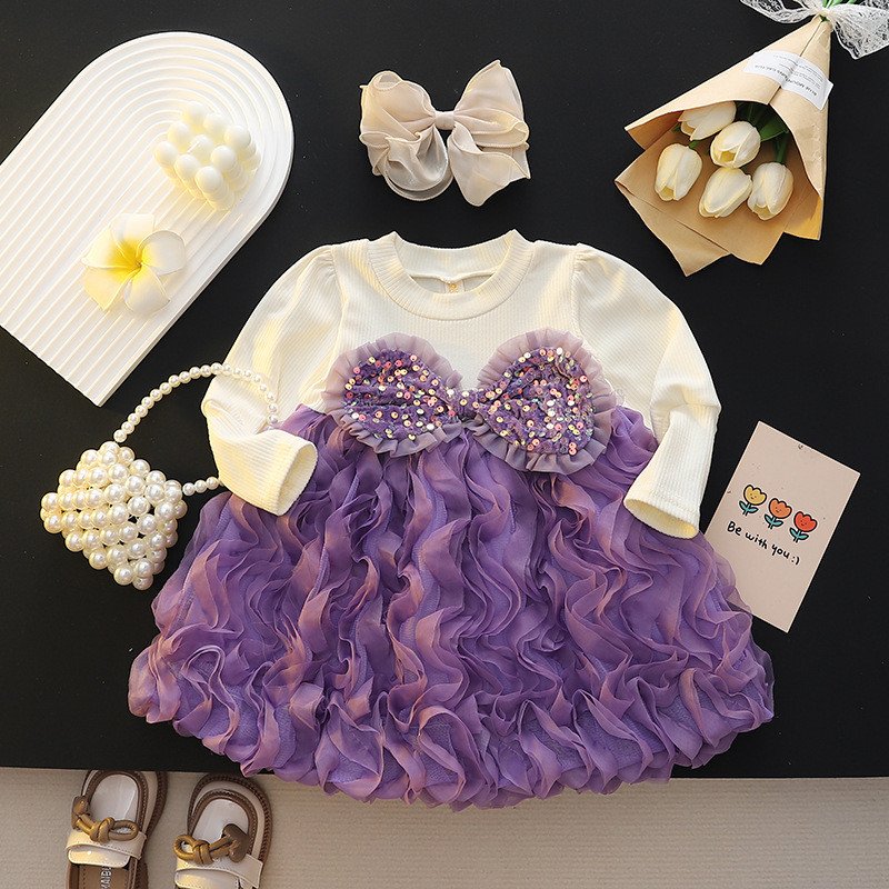 Baby Girl Dress Sequin Bow Tutu Dress Birthday Party Dress For Baby Girl
