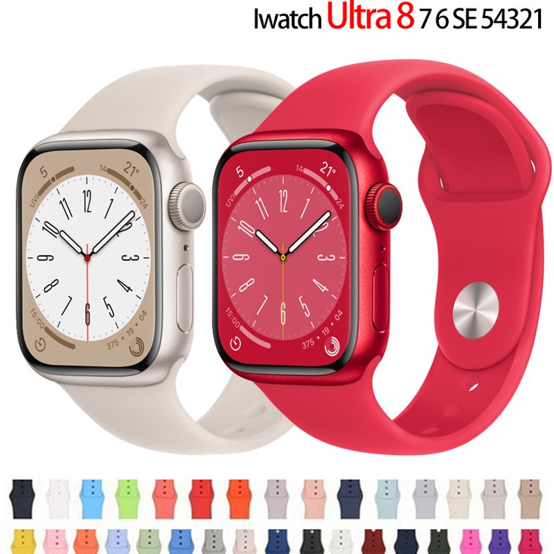 silicone strap for apple watch band 44mm 45mm 41mm 40mm 38mm 42mm sport bracelet correa iWatch serie 6 5 SE 7 8 ultra 49mm band