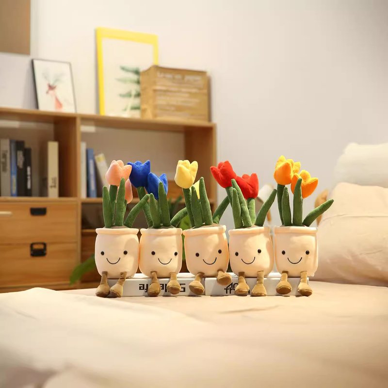 Stuffed Plush Animals DollCreative Style Bouquet Simulation Tulip Fleshy Mushroom Ornaments Flower Plush Toy Girl Gift