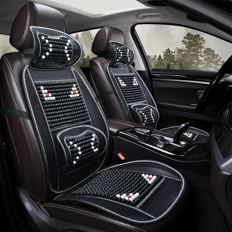 3pcs Car Cushion Summer Cool Mat Single Wooden Beads Summer Breathable Mat Ventilation Cool Four Seasons Universal Three-piece Set