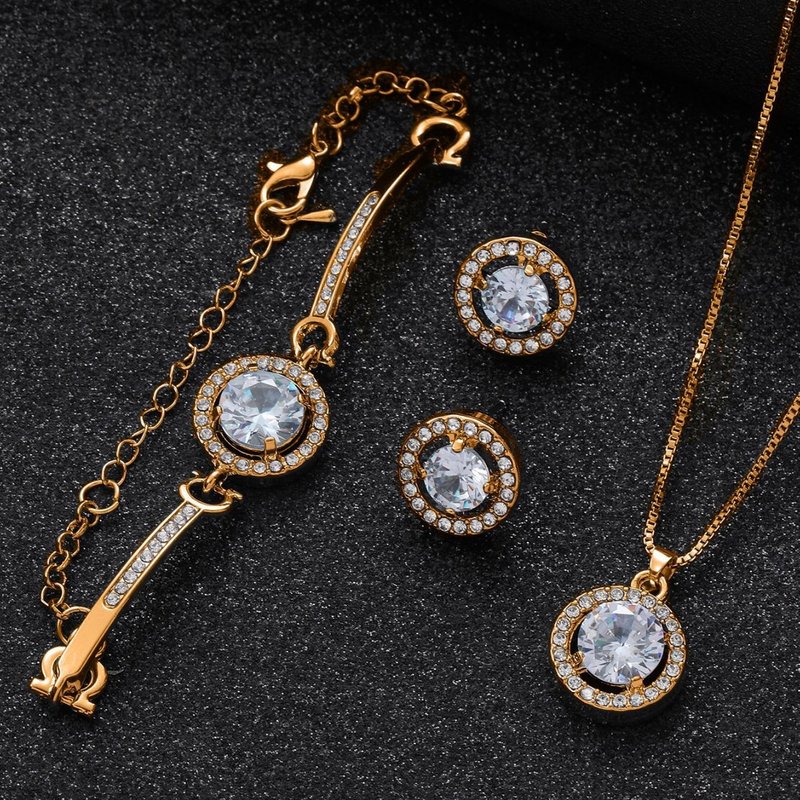 Women's Jewelry Set Can Be Matched With Watches Jewelry Set Eight Hearts And Eight Arrows Holy Light Zircon Earrings Necklace Bracelet Three Piece Set