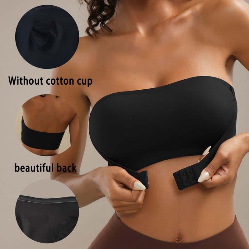Wireless Strapless Push Up Bra For Women, Front Closure Seamless Bustier Tops, Comfortable Bralette With No Underwire