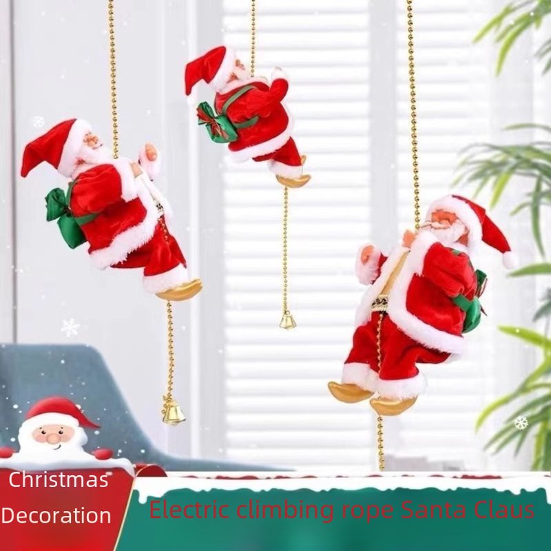 Parachute Skydiving Santa Claus Electric Electric Climbing Bead Curtain Climbing Stairs Ladder Christmas Decorations Toys Gifts