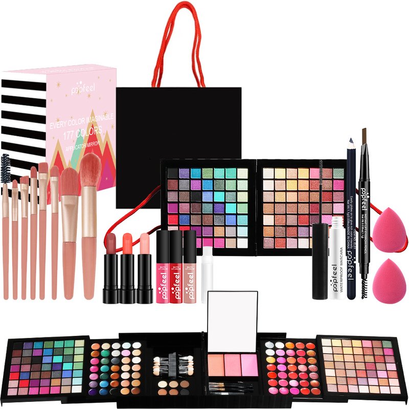 Makeup Sets POPFEEL Set 177 Color Eye Shadow Palette Blush Lip Gloss And Contouring Set With Brush Suitable For Beginners